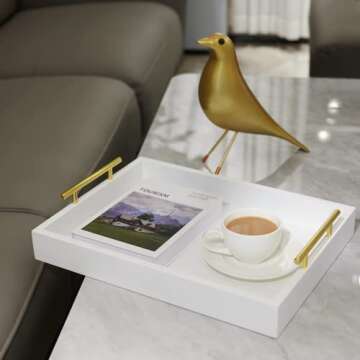 Versatile White 16x12 Serving Tray with Handles