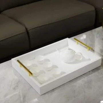 Versatile White 16x12 Serving Tray with Handles