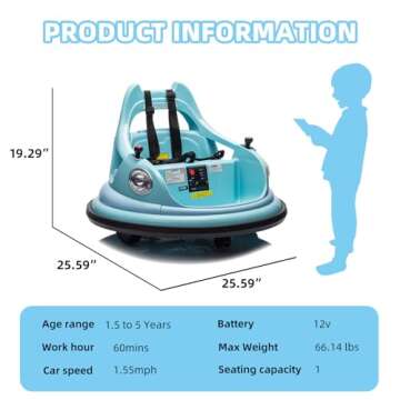 OKYBABY 12V Bumper Car for Kids, Bumper Car for Toddlers W/Remote Control, Electric Ride On Car with...