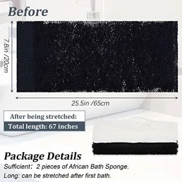 2 Pieces African Net Sponge Exfoliating Net African Body Scrubber Bath Rag Washcloth Towel Shower Body Back Scrubber Skin Smoother for Daily Use or Stocking Stuffer (Black, White)