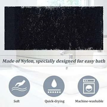 2 Pieces African Net Sponge Exfoliating Net African Body Scrubber Bath Rag Washcloth Towel Shower Body Back Scrubber Skin Smoother for Daily Use or Stocking Stuffer (Black, White)