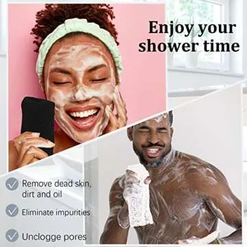 2 Pieces African Net Sponge Exfoliating Net African Body Scrubber Bath Rag Washcloth Towel Shower Body Back Scrubber Skin Smoother for Daily Use or Stocking Stuffer (Black, White)