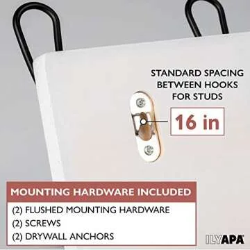 Ilyapa White Coat Rack Wall Mount - Wood Wall Mount with Hooks, 6 Metal Hooks - for Hats, Coats, Kitchen, Bedroom, and More - Weathered White