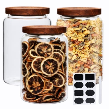 Airtight Glass Jars with Wooden Lids for Fresh Food Storage