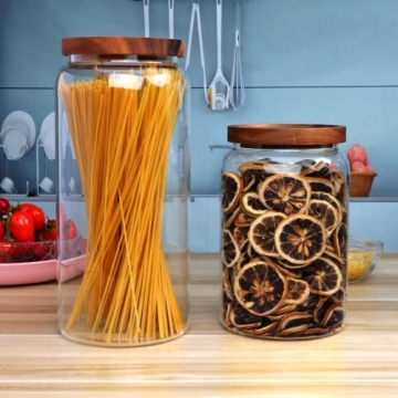 Airtight Glass Jars with Wooden Lids for Fresh Food Storage