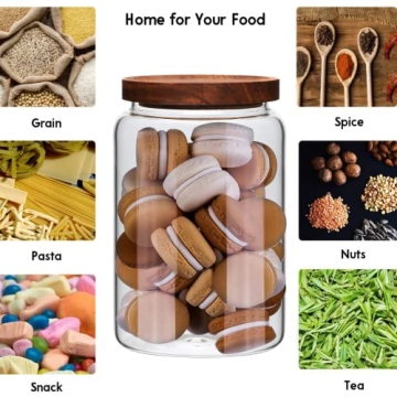 Airtight Glass Jars with Wooden Lids for Fresh Food Storage