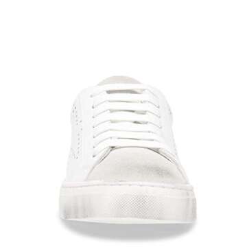 STEVEN by Steve Madden Women's REZZA Sneaker, White, 6 M US
