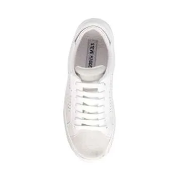 STEVEN by Steve Madden Women's REZZA Sneaker, White, 6 M US