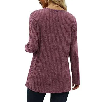 Long Sleeve Shirts for Women Tunic Tops Fall Clothes for Women 2024 Purple M
