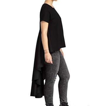 YouSexy Women's Summer Casual Simple Short Sleeve Round Neck Hem Design Flattering T-Shirt Blouse Tops Black, X-Large