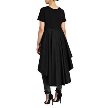 YouSexy Women's Summer Casual Simple Short Sleeve Round Neck Hem Design Flattering T-Shirt Blouse Tops Black, X-Large