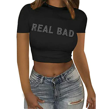 Zoyami Womens Graphic Crop Top Short Sleeve Y2k Baby Tees Fairy Grunge Summer T-Shirt Letter Black L...