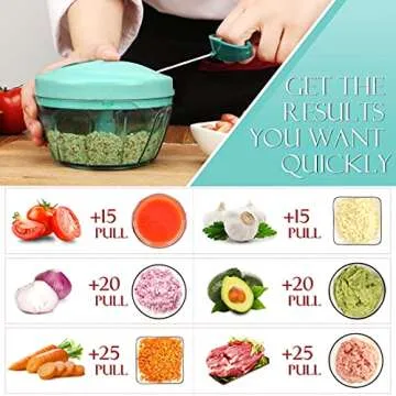 Ourokhome Manual Food Processor Vegetable Chopper, Portable Hand Pull String Garlic Mincer Onion Cut...