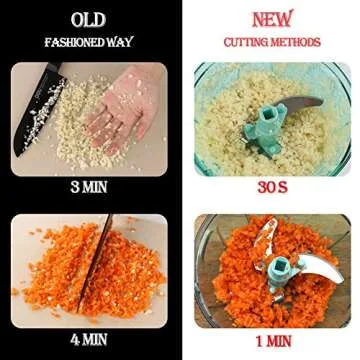 Ourokhome Manual Food Processor Vegetable Chopper, Portable Hand Pull String Garlic Mincer Onion Cutter for Veggies, Ginger, Fruits, Nuts, Herbs, etc., 500ml, Blue