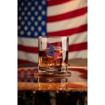 Texas Flag - Old Fashioned Whiskey Rocks Bourbon Glass - 10 oz capacity