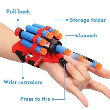 keumi 2 Sets Spider Web Shooters Cosplay Launcher Gloves with Wrist Toy Set Hero Webs Shooter Easter Basket Stuffers