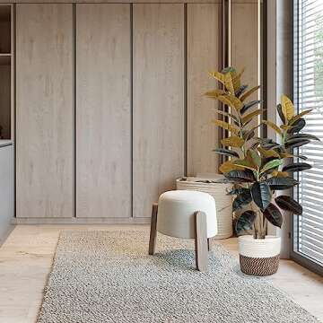 BESAMENATURE 47" Artificial Rubber Tree Plant - Ficus Tree - Faux Tropical Tree for Home Office Decoration, Red, with Cotton Rope Basket