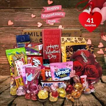 VINTAGE CANDY CO. Valentines Day 2025 Care Package – Vday Gift Basket with Chocolate Hearts, Kisse...