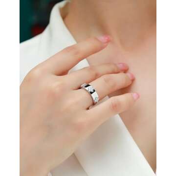 TIMELESSTAR Clover Moissanite Rings for Women Wedding Bands Womens Promise Rings for Her S925 Sterling Silver Ring Band 14K Gold Plated Non Tarnish Easy Women's Proposal Anniversary Size 7