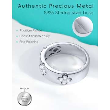 TIMELESSTAR Clover Moissanite Rings for Women Wedding Bands Womens Promise Rings for Her S925 Sterling Silver Ring Band 14K Gold Plated Non Tarnish Easy Women's Proposal Anniversary Size 7