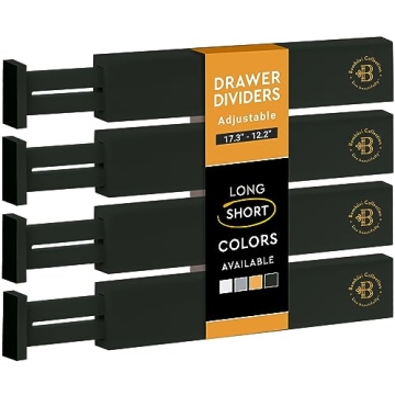 Bambüsi 4 Pack Drawer Divider - Adjustable Bamboo Organizers for Home & Office