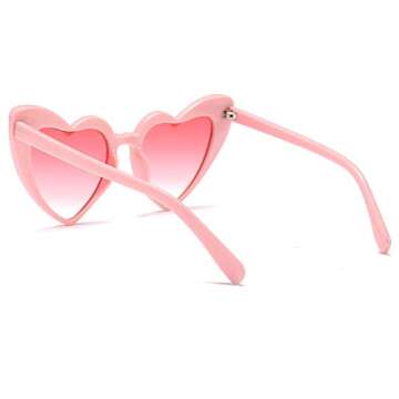 Trendy Heart Shaped Sunglasses - Retro Cat Eye Style Pink