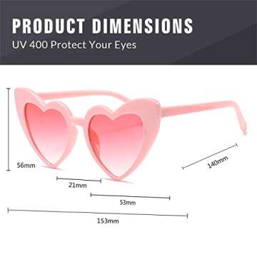 Trendy Heart Shaped Sunglasses - Retro Cat Eye Style Pink