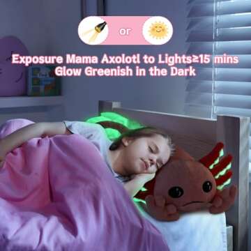 MaoGoLan 5 Pcs Axolotl Plush Stuffed Animal with 4 Babies Axolotl Toys Inside for Girls,Giant Lumino...