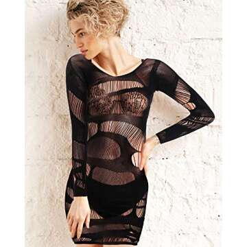 Foaincore 6 Pcs Women's Strapless See Through Sleepwear Halter Nightwear Seamless Net Chemise Mini Dress Exotic Outfits Black