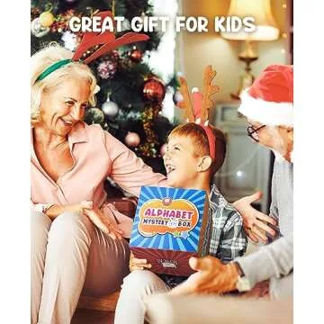 JoyCat Mystery Alphabet Box for Kids 26 PCS Letters Sorting Matching Game Activities Letter Sounds Fine Motor Learning Toys for Preschool Kindergarten Classroom Present for 3+ Years Kids Toddlers