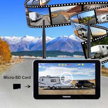 Haloview BT7 Touch RV Backup Camera Wireless 2.4G Digita FHD 1080P DVR Rearview Full-Color Night Vision Cam and 7" Touch Screen Monitor System for RV,Truck,Trailer,Truck,Camper,Van,Pickup