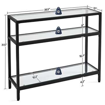 Stylish Yaheetech Console Table with 3 Glass Shelves