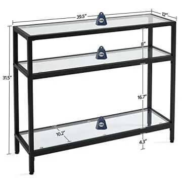 Stylish Yaheetech Console Table with 3 Glass Shelves