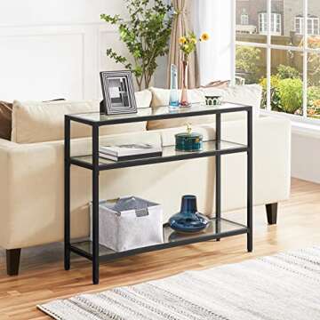 Stylish Yaheetech Console Table with 3 Glass Shelves