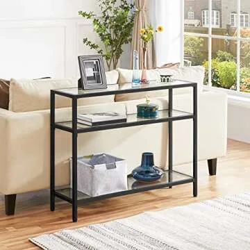 Stylish Yaheetech Console Table with 3 Glass Shelves