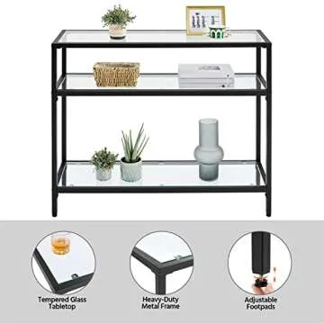 Stylish Yaheetech Console Table with 3 Glass Shelves