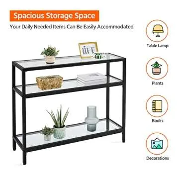 Stylish Yaheetech Console Table with 3 Glass Shelves