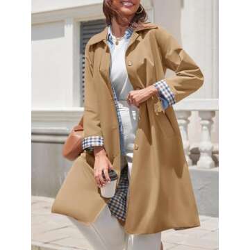 Tankaneo Women’s Long Trench Coat - Stylish, Oversized, Windproof Outerwear