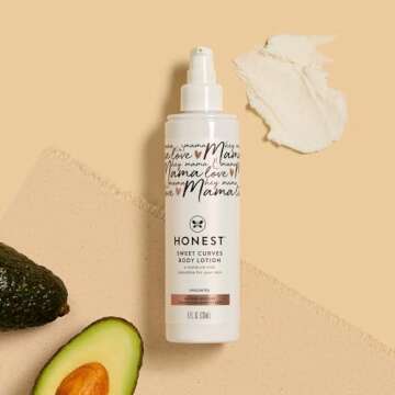 The Honest Company Honest Mama Sweet Curves Moisturizing Body Lotion for Sensitive Skin | Plant-Based, Shea Butter, Avocado Oil | 8 fl oz