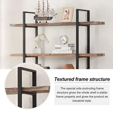 HOMISSUE Bookshelf, 5 Tier Industrial Bookcase, 70" Tall Bookshelves and Book Case with 5 Shelf, Rustic Storage Rack with Display Shelves for Bedroom Living Room Office, Retro Brown