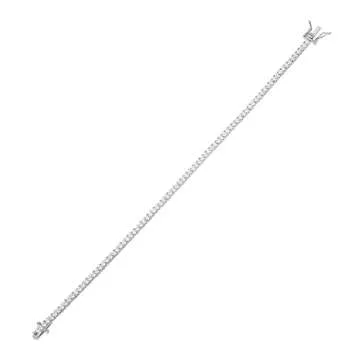 Amazon Essentials Platinum Plated Sterling Silver Tennis Bracelet with Cubic Zirconia 7"
