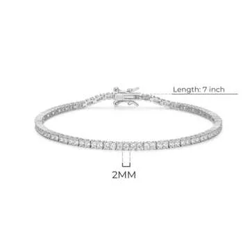 Elegant Platinum Plated Sterling Silver Tennis Bracelet