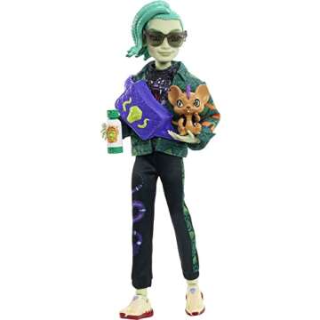 Monster High Deuce Gorgon Doll in Signature Look with Denim Snake Jacket & Accessories, Pet Mouse Pe...