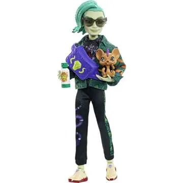 Monster High Deuce Gorgon Doll in Signature Look with Denim Snake Jacket & Accessories, Pet Mouse Pe...