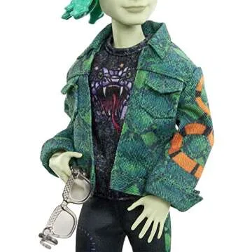 Monster High Deuce Gorgon Doll in Signature Look with Denim Snake Jacket & Accessories, Pet Mouse Perseus