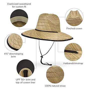 Sunday Afternoons Sun Guardian Hat, Mens Womens Straw, Natural, Large