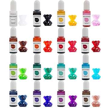 Epoxy Resin Pigment - 16 Colors Transparent Non-Toxic UV Epoxy Resin Dye Liquid for UV Resin Coloring, Resin Jewelry Making - Concentrated UV Resin Colorant for Art, Paint, Crafts - 0.35oz/10ml Each