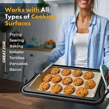 Bruntmor 2-In-1 Cast Iron Skillet Rectangle Roasting Pan With Reversible Griddle Pan For Stove Top - 20"x10" Multi Cooker Deep Roasting Grill Pan, Non-Stick Camping Cookware