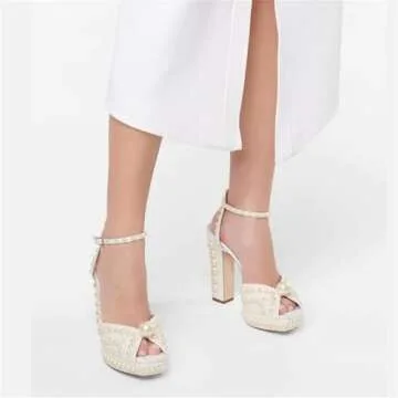 Goolita Pearl Platform Heels for Women - Elegant Wedding Shoes