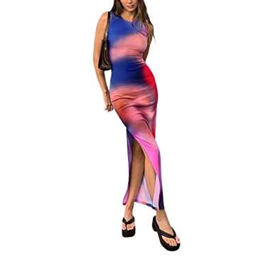 Trendy Casual Summer Long Maxi Bodycon Dress for Women on Beach Vacation